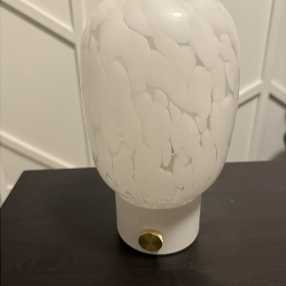 White Glass Table Lamp with Gold Accent